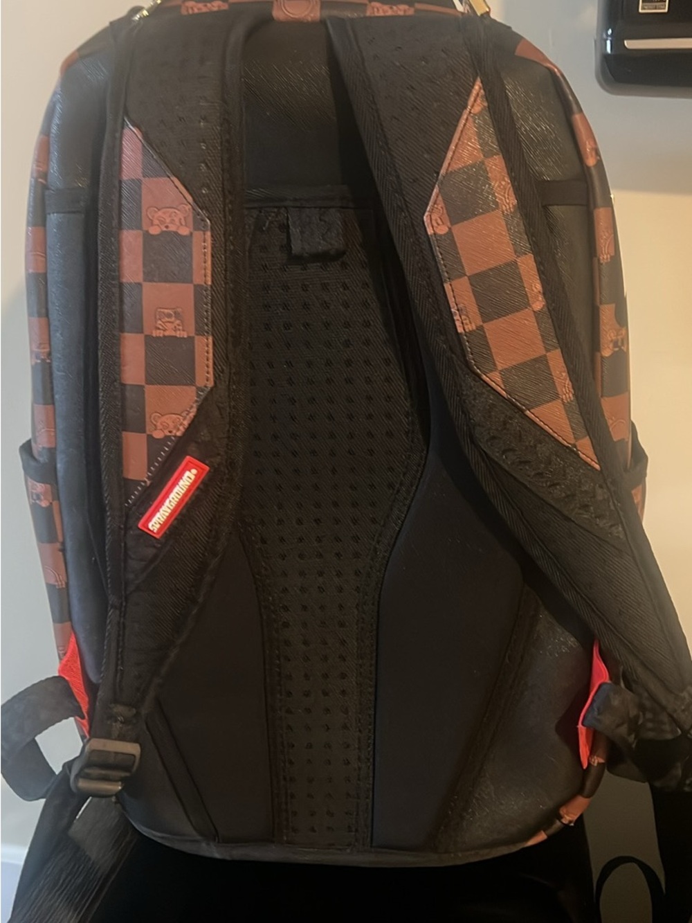 Brown Check Shark-Mouth Sprayground Backpack - Picture 3 of 7